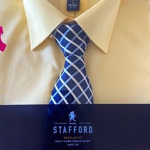 Yellow Dress Shirt & Navy Blue Tie Set Size L